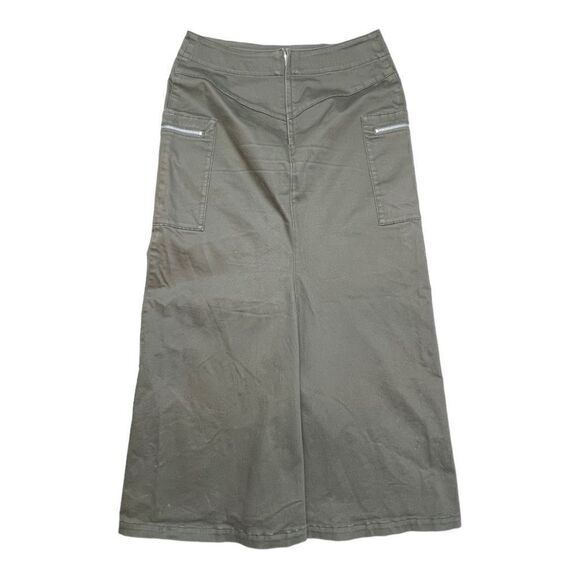 L'EQUIPE YOSHIE INABA A-Line Long Pencil Skirt Military Green Size 9 Cotton Blen - Picture 2 of 9